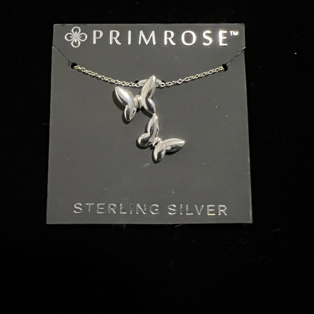 New Sterling Silver Butterflies Necklace Adjustable